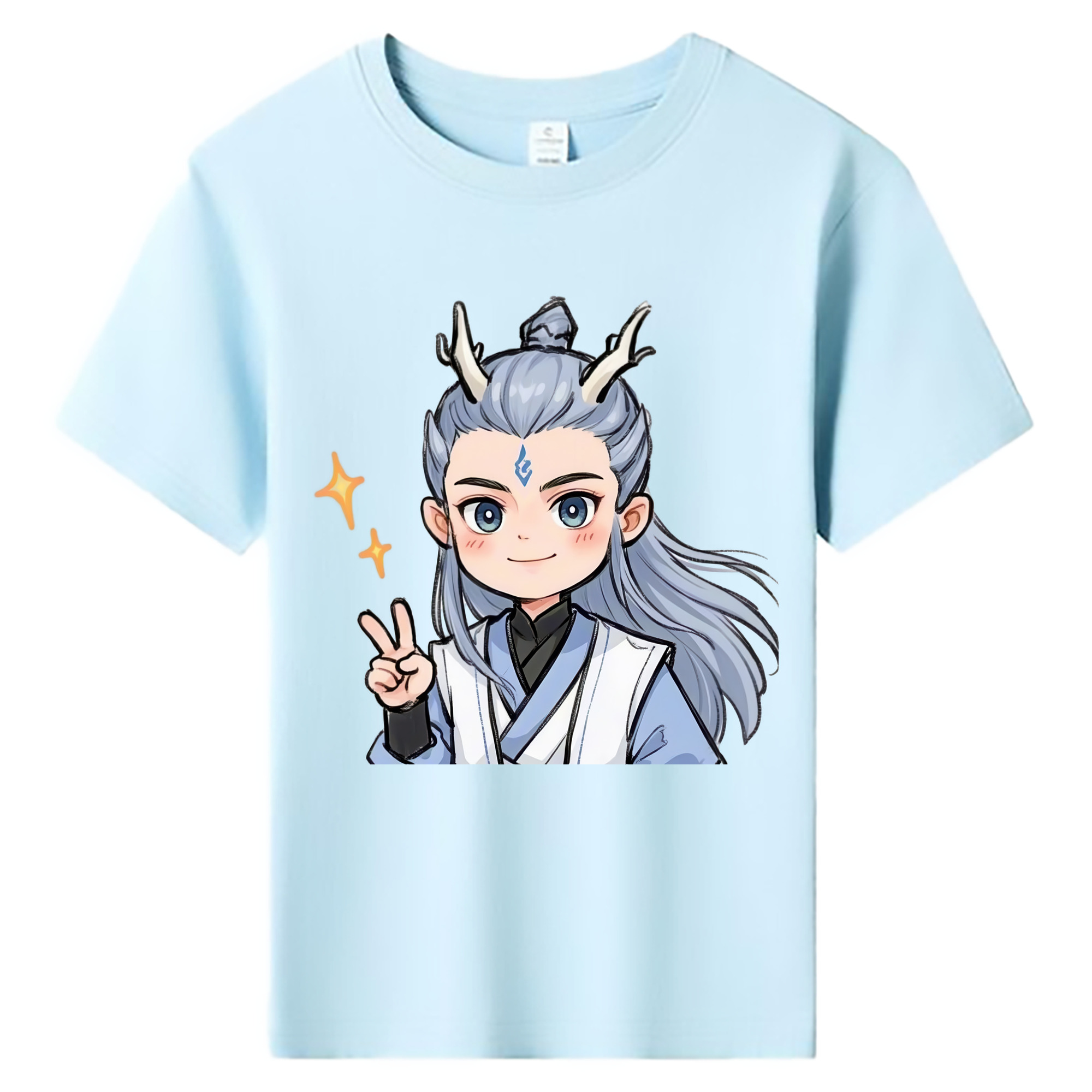 （画像用） Ne Zha 2 ナタ 魔童の大暴れ 綿100％キッズTシャツ（フロントプリント）